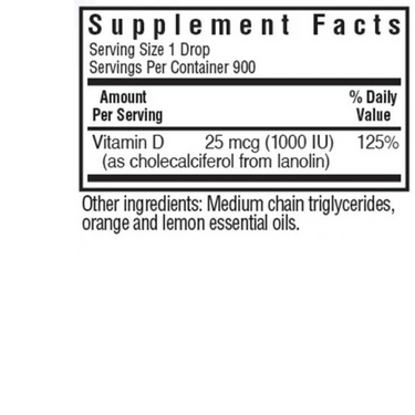 LIQUID VITAMIN D3 DROPS 25 mcg (1000 IU) - Citrus Flavor